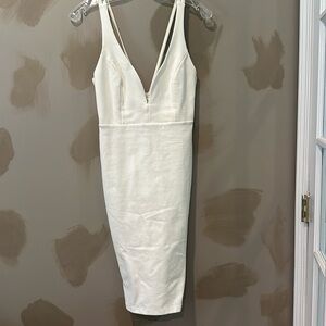 Lulus sz M cream strappy midi bodycon slim dress